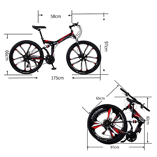 LIANGANAN Bicicleta De Montaña 24 Pulgadas Plegables Bicicletas Antideslizantes Resistentes A Los Neumáticos Resistentes, Presión De Amortiguación, Adecuado Para Al Aire Libre, Montaña (Size:21 Speed)