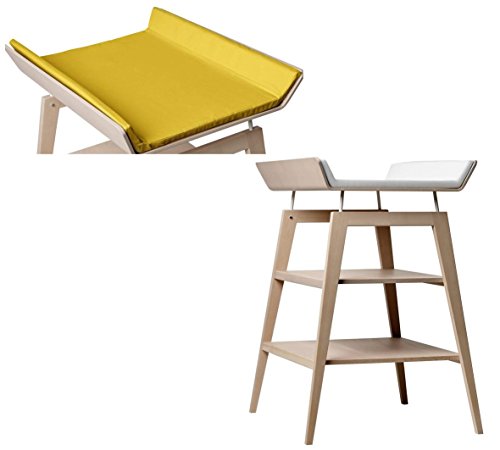 Linea by Leander Cambiador de madera de haya con cojín de espuma con funda en color amarillo Spicy