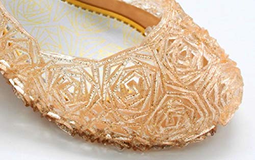 Little-Peach Sandalias de Princesa para Niñas Disfraz para Halloween Fiesta Cumpleaños Navidad, Oro, EU25/CN27 16cm