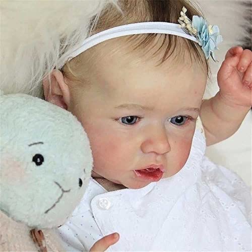 LXTIN Reborn Baby Dolls, 22 Pulgadas de Silicona de Cuerpo Completo Rebirth Doll Baby Realistic Reborn Muñecas recién Nacidas para Dormir con Ropa, Chupete, biberón y Certificado de naci