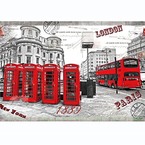 M-JJZS Londres Red Vintage Bus Basswood Jigsaw Puzzles Adulto 1000 Pieza Decoración del Hogar Decoración For Niños Puzzle Puzzle Cumpleaños Puzzles (Size : Impressions of London)