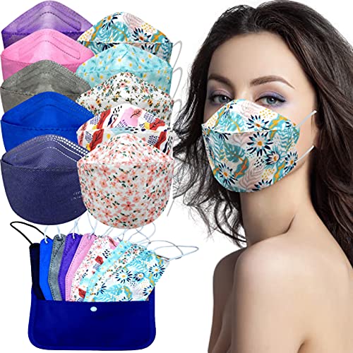 Mascarilla FFP2 Colores, Pack de 20x Mascarillas FFP2 NR de Colores Homologadas 5 Capas Forma 3D Tipo Pez + Mask Case Color Aleatorio
