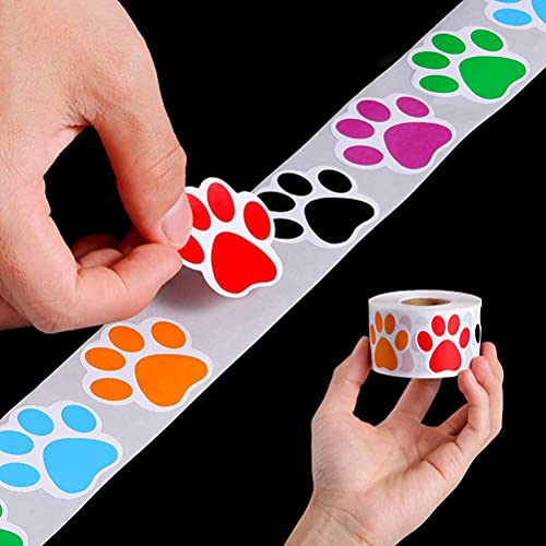 Metdek 3 Rollo de 1500 Piezas Pegatinas de Pata Coloridas Etiquetas de Pata de Perro Pegatinas de Impresión de Pata de Oso, Etiqueta de la Pared Etiqueta de la Pared Sala de Estar baño decoración
