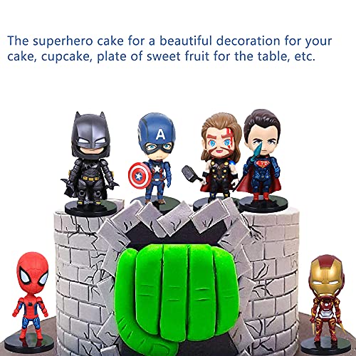 MEZHEN Decoración de Pastel para Superhero Cumpleaños Decoration Superhéroes Cake Decoración de Pastel de Cumpleaños Avengers para Regalos Niños Cumpleaños 6 Piezas