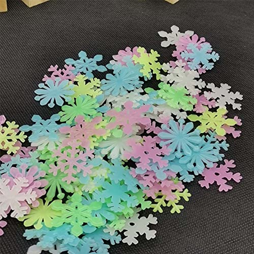 MGYXK Pegatinas de Navidad 50 unids Pegatinas de Pared de Copo de Nieve Luminoso Resplandor en la calcomanía Oscura for niños Habitaciones de bebé Dormitorio Decoración del hogar Pegatinas niños