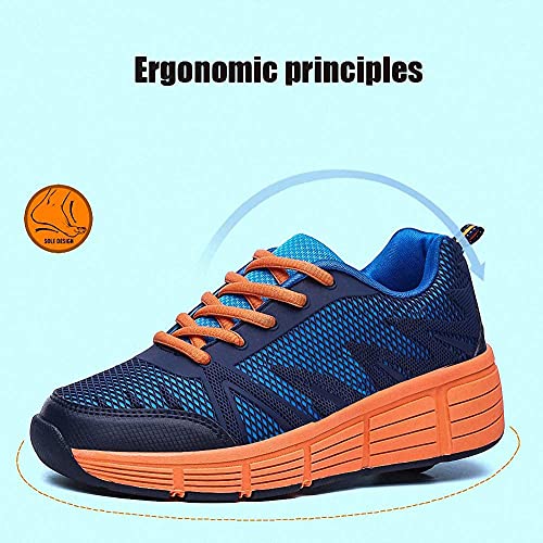 Miarui Zapatillas con Ruedas Automática Calzado de Skateboarding Zapatillas de Skate con Ruedas Deportes Zapatos Patines en Línea con Automática Ruedas Ajustables Apto para Adultos y niños,Armada,28