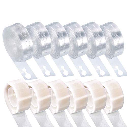MOULLY 6 Rollos Tiras de Cinta de Globo + 6 Rollos Pegamento de Punto de Pegamento de Globo, Arco para Globos, Kit de Cinta de Tira Decorativa de la Columna de Arco de Arco (12 Piezas)