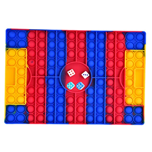 NETT 5 Piezas Juego de Juguetes Fidget de Gran Tamaño,Push Bubble Popper Fidget,Big Pop It Fidget Toy,Juguetes Sensoriales Fidget Bubble Popper,2 Dados de Colores,2 Tableros de Ajedrez Blancos y 1