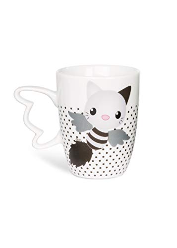 NICI 46048 - Taza de desayuno, diseño de gato, color blanco