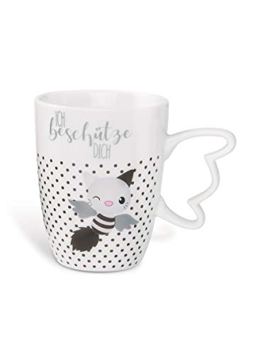 NICI 46048 - Taza de desayuno, diseño de gato, color blanco