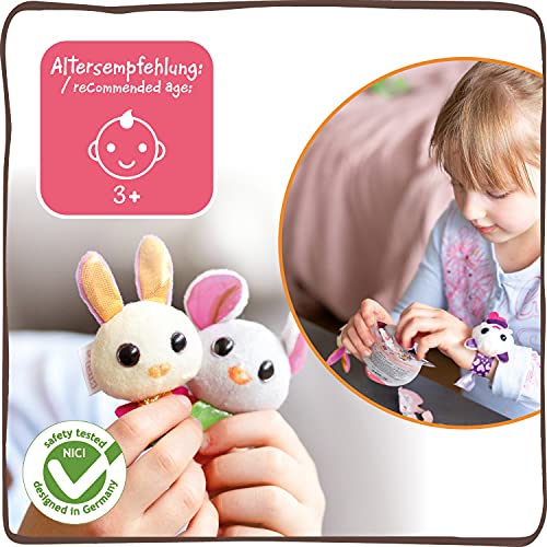 NICI Set Sweetydoos - 3x Juguete sorpresa con efecto UV, Pulsera coleccionable y póster - 3 de 9 mini figuras sorpresa con pulsera de amistad e imagen, 46835