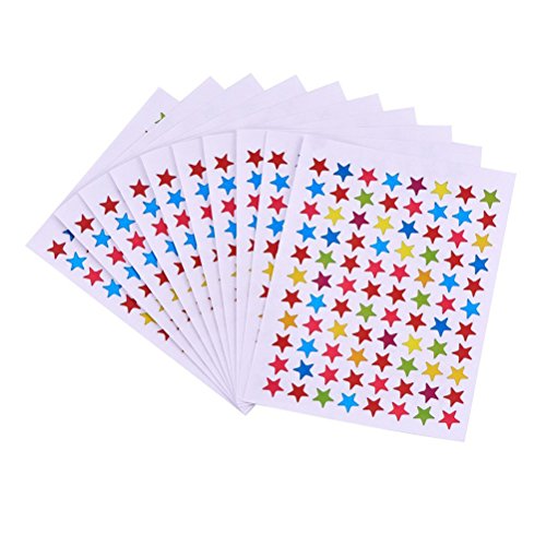 NUOLUX Estrellas de recompensa 10pcs surtidos Color estrella pegatinas etiquetas profesor fuentes