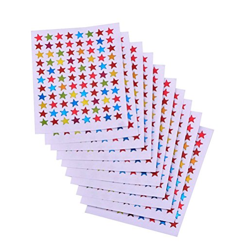 NUOLUX Estrellas de recompensa 10pcs surtidos Color estrella pegatinas etiquetas profesor fuentes