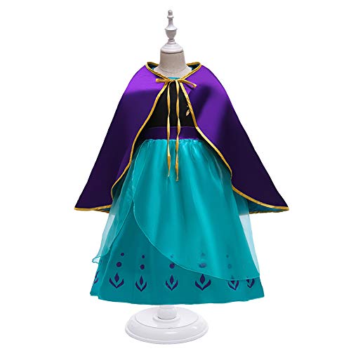 OBEEII Disfraz de Anna Frozen 2 para niñas, disfraz de princesa Anna, reina de nieve, carnaval, cosplay, Navidad, Halloween, fiesta de 3 a 12 años
