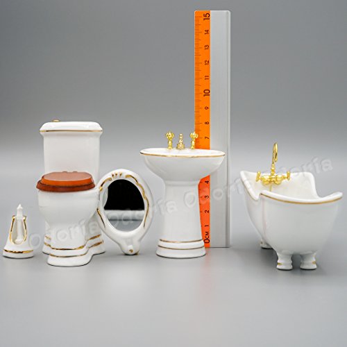 Odoria 1/12 Miniatura 5PZ Muebles de baño Decorativo para Casa de Muñecas