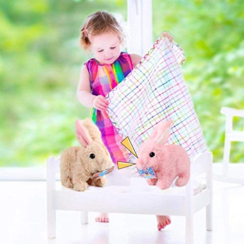 OMKMNOE Conejito de Peluche operado por batería de Salto de Salto mecaniza su Cola Conejo Interactivo y Educativo Peluche Lindo Juguete para niños para niños niñas,Rosado