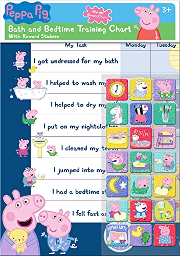 Paper Projects- Peppa Pig - Tabla de recompensas para baño y acostarse y 56 Pegatinas Brillantes (01.70.30.023)