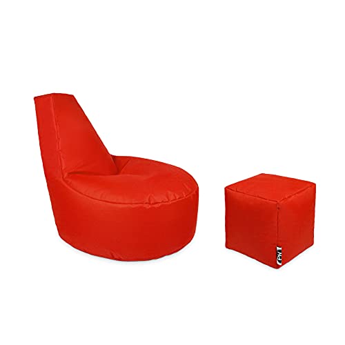 Patchhome - Cojín para jugador con cremallera, color rojo, XL – 75 cm de diámetro + 35 x 35 cm dados
