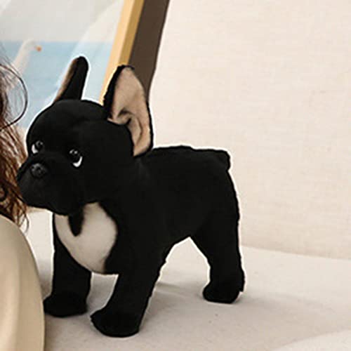 PJKOPK Perro de Juguete de Felpa Realista de 13 Pulgadas Bulldog Negro, Juguetes de Perro Cachorro de Animal de Peluche Suave, Lindos Regalos para niños, Adultos, cumpleaños, Navidad