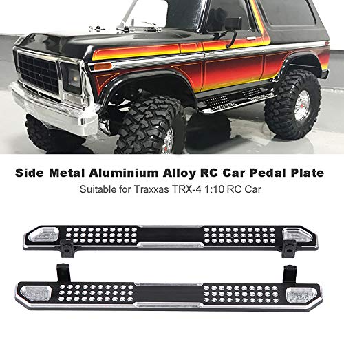 Placa de Pedal de Coche, aleación de Aluminio de 16 cm de aleación de Metal aleación de Aluminio para Traxxas TRX-4 1:10 RC Coche (Negro)