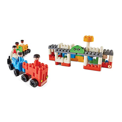 Poly-M 760024 Hape PolyM City 130 Piezas de construcción de ladrillo vehículo Juguete Conjunto con Figuras y Accesorios, Multicolor