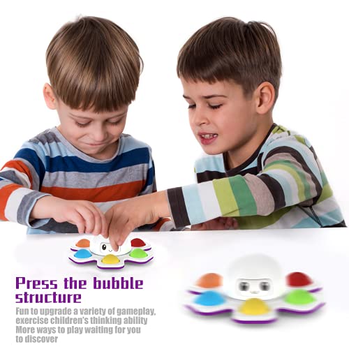 Pop-it Fidget Toy,Push and Pop Bubble Sensory Fidget Toy,Pulpo Giratorio Fidget Spinner Juguete,Aliviar el Estrés la Ansiedad Sensoriales Juguetes Apto para niños y Adultos