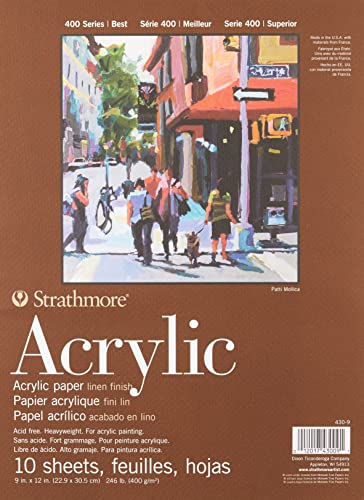 Pro-Art Bloc Enc 9x12 10H Strathmore Acrylic (400) 400g Blanc Nat, Lino