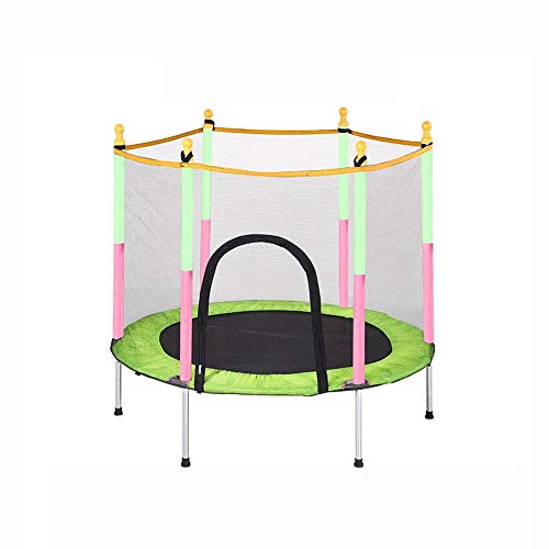 Pulley -O Cama elástica infantil Cama elástica plegable para niños con red de protección Saltar para la cama Equipo de fitness adulto con barandilla Cama de bebé O (color: verde)