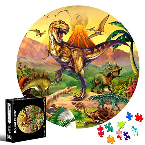 Puzzle Redondo 1000 piezas,Rompecabezas Redondo,Puzzle Adultos,Para Educativo El Alivio del Estrés Circular Desafío Intelectual Juegos Niños Adultos (Dinosaurio)