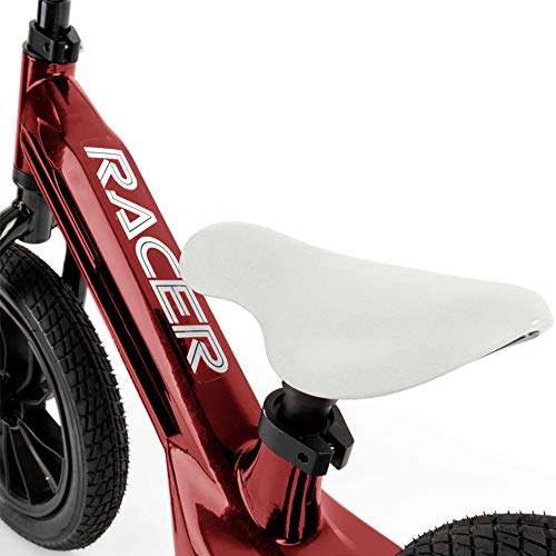 Qplay - Bicicleta sin pedales Tech Balance Bike RACER Roja - Asiento ajustable en 4 alturas y acolchado - Ideal para niños de 2 a 4 años (máximo 30 Kg)