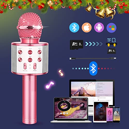 Regalo Niña 4-14 Años,Karaoke Con Microfono Inalambrico Juguetes Niña 4-14 Años Halloween Regalos Regalos Niñas 8 9 10 Años Originales Microfono Niña La Noche Buena Regalo de Cumpleaños Niña 5 6 7Años