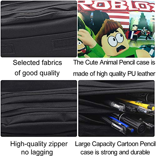 Roblox Estuche Escolar de Gran Capacidad, Bolsa de Lápiz Portable Estuche Organizador de Material Papelería con Cremallera Doble para Estudiantes en Escuela y Empleados en Oficina