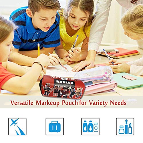 Roblox Estuche Escolar de Gran Capacidad, Bolsa de Lápiz Portable Estuche Organizador de Material Papelería con Cremallera Doble para Estudiantes en Escuela y Empleados en Oficina