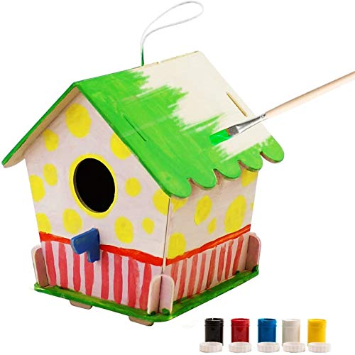 Robotime 3D Rompecabezas De Madera - Casa De Aves con Pintura Herramientas Niño Educativo Woodcraft Rompecabezas de Juguete DIY Kit