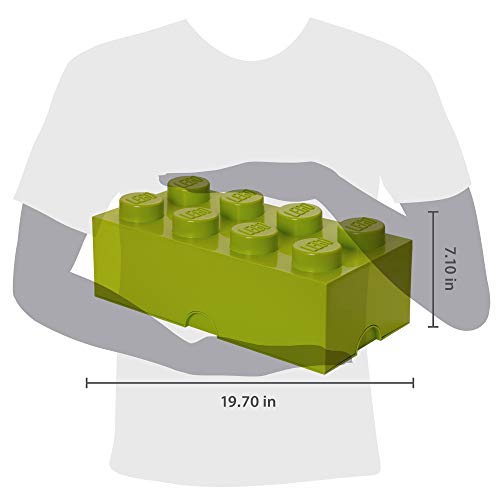 Room Copenhagen 40041220 Ladrillo de Almacenamiento de 8 espigas de Lego, Caja de almacenaje apilable, 12 l, Verde Lima, Plã¡Stico