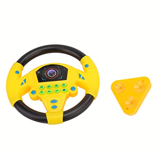 RUIRUIY Juguete del Volante, simulador de conducción para niños, Juguete para Coche, simulación de copiloto para niños, Rompecabezas del Volante, Regalo Educativo temprano(Amarillo)