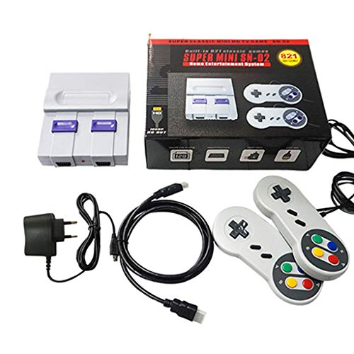 S-TROUBLE Super Mini NES Consola de Videojuegos clásica Retro Reproductor de Juegos de TV Juegos 821 Integrados con gamepads duales