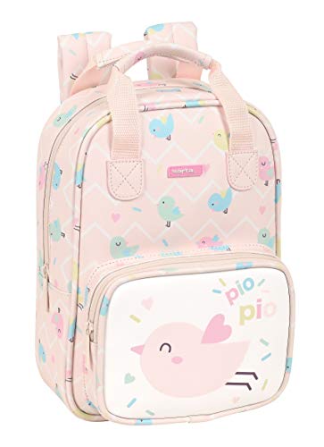 Safta Mochila Escolar Niños, 200x80x280 mm, Rosa Claro/Blanco