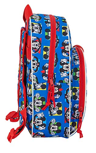 Safta Mochila Infantil de Mickey Mouse Me Time, 280x100x340mm, azul/rojo, m