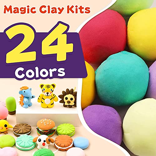SEISSO Arcilla Polimérica plastilina Kit de 24 Colores Manualidades, Arcilla de Colores Secado al Aire para, DIY Modelado plastilina Kit de Creatividad Manualidades niños plastilina
