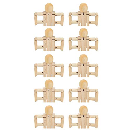 Sevenyou Figuras de Figuras de Personas de Madera de Robot de Madera sin terminar para Manualidades de Artes de Pintura DIY 10 Piezas Encantadoras