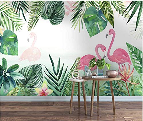 SHANGZHIQIN Fondo geométrico estereoscópico 3d mural, planta de hoja de plátano rosa flamenco