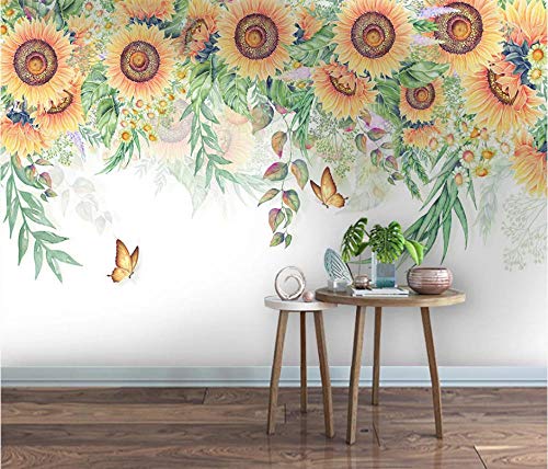 SHANGZHIQIN Mural 3D a prueba de agua creativo, flor de girasol mariposa