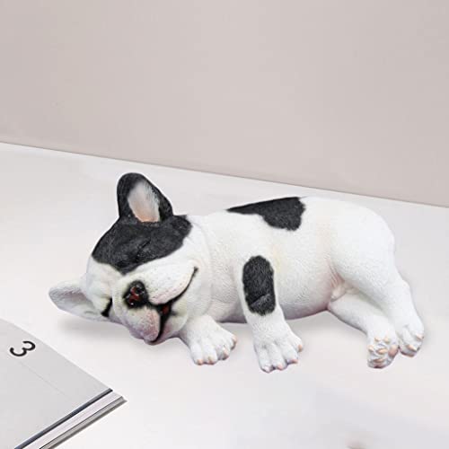 sharprepublic Figuras de Bulldog Realistas, Modelo de Perro, Figuras Acostadas Y Soñolientas, Favores de Fiesta, Utilería de Enseñanza, Colección de Juegos de Cumpl - Lado Blanco Negro