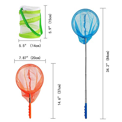 SIMUER 2Pcs Redes Telescópicas con Butterflies Village Habitat,Butterfly Net Extensible Redes de Pesca de Malla de Net con la Manija Estirable para Atrapar Insectos Mariposa Insectos Peces Pequeños