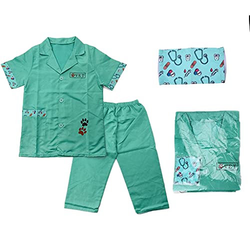 SM SunniMix Niños Fingir Enfermera Preescolar Educational Diversión Actividad Papel Play Play Nurse Disfraz Disfraz Dress Up Toys Playset - Verde