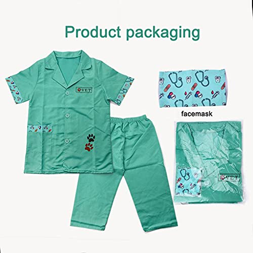 SM SunniMix Niños Fingir Enfermera Preescolar Educational Diversión Actividad Papel Play Play Nurse Disfraz Disfraz Dress Up Toys Playset - Verde