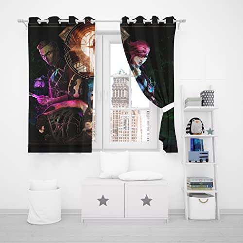 SMNVCKJ Cortinas opacas con ojales para dormitorio, Arcane League of Legends Jinx Vi, juego de 2 cortinas para habitación infantil (150 x 166 cm)