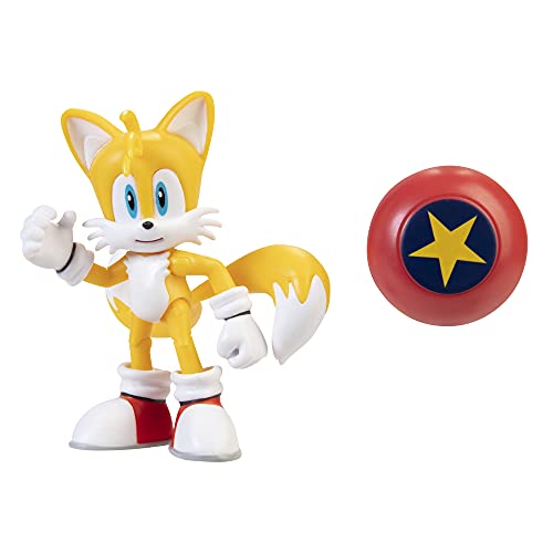Sonic - The Hedgehog Figuren, Tails w/Star Spring Sonic-Figuras Decorativas (10 cm), diseño de Cola Moderna con Estrella, Color Amarillo (Jakks 407024)