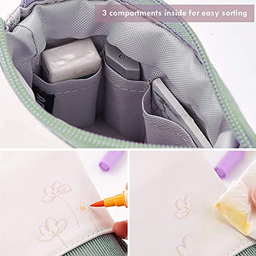 Soporte De Lápiz De Pie - Estuche Para Bolígrafos Telescópico De Pana De Pu Graffiti Estuche Para Bolígrafo Encantador Organizador De Papelería Cosmética Con Cremallera De Metal De Colores